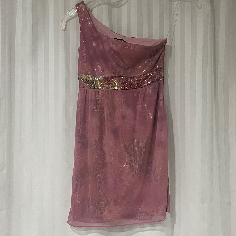 Jump Girl Pink One Shoulder Dress with Animal Sequin Pattern & Accents